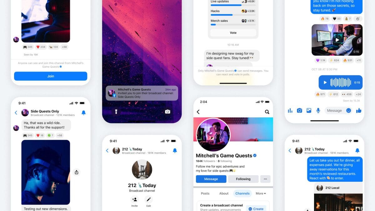 Featured image for Broadcast channels will be available on Facebook and Messenger through Meta