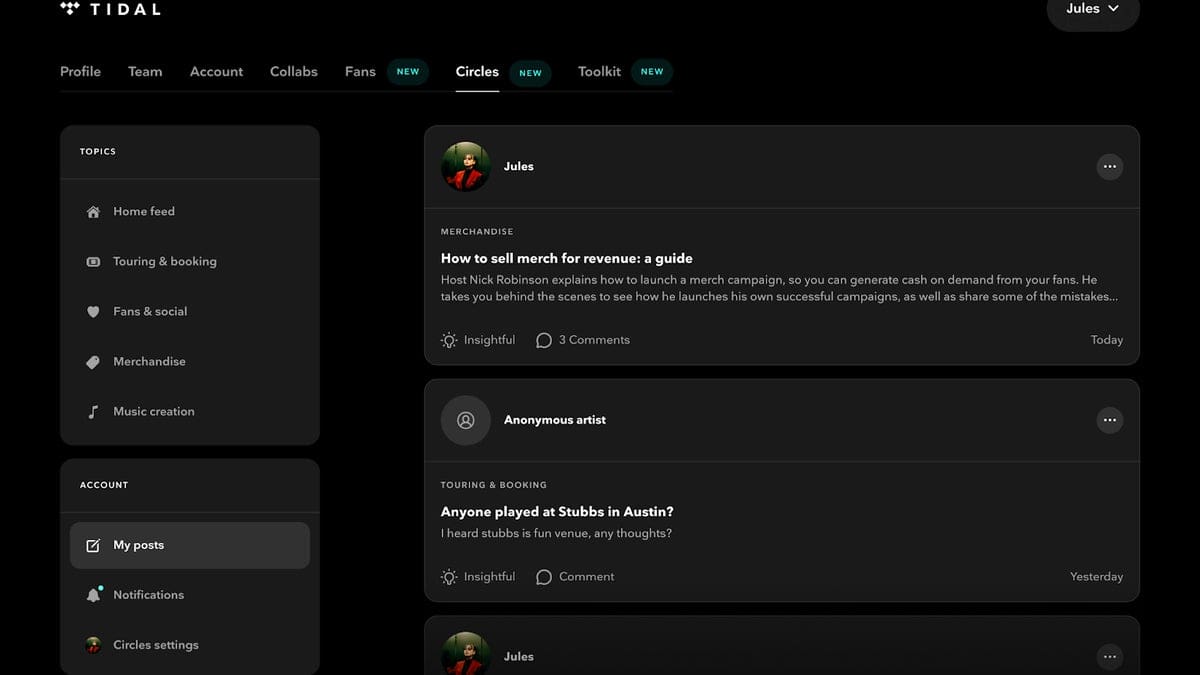Featured image for TIDAL Introduces Circles: A Haven for Artists in the Telecommunications World