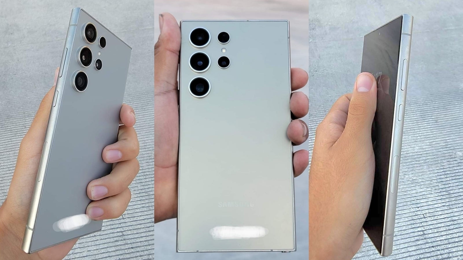 Leaked hands-on images of the Galaxy S24 Ultra, rocking a brushed titanium frame and almost a 100% flat screen. - The Galaxy S24 Ultra mystery: Apple-influenced Samsung not letting the Galaxy Note design die