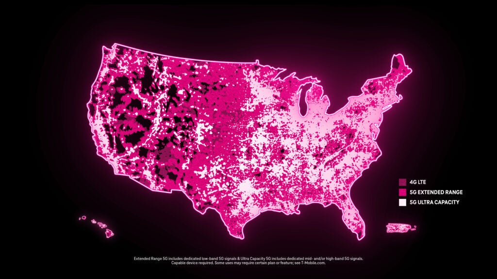 T-Mobile's coverage map as of late October - 5G SALE Act signed by Biden allows T-Mobile to take control of more mid-band 2.5GHz spectrum