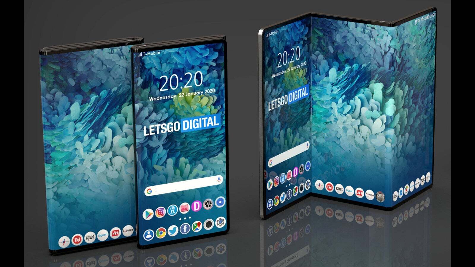 Concept of a tri-folding smartphone (Image Credit–LetsGoDigital) - Beyond the Fold and Flip galaxy: exploring innovative foldable phone concepts