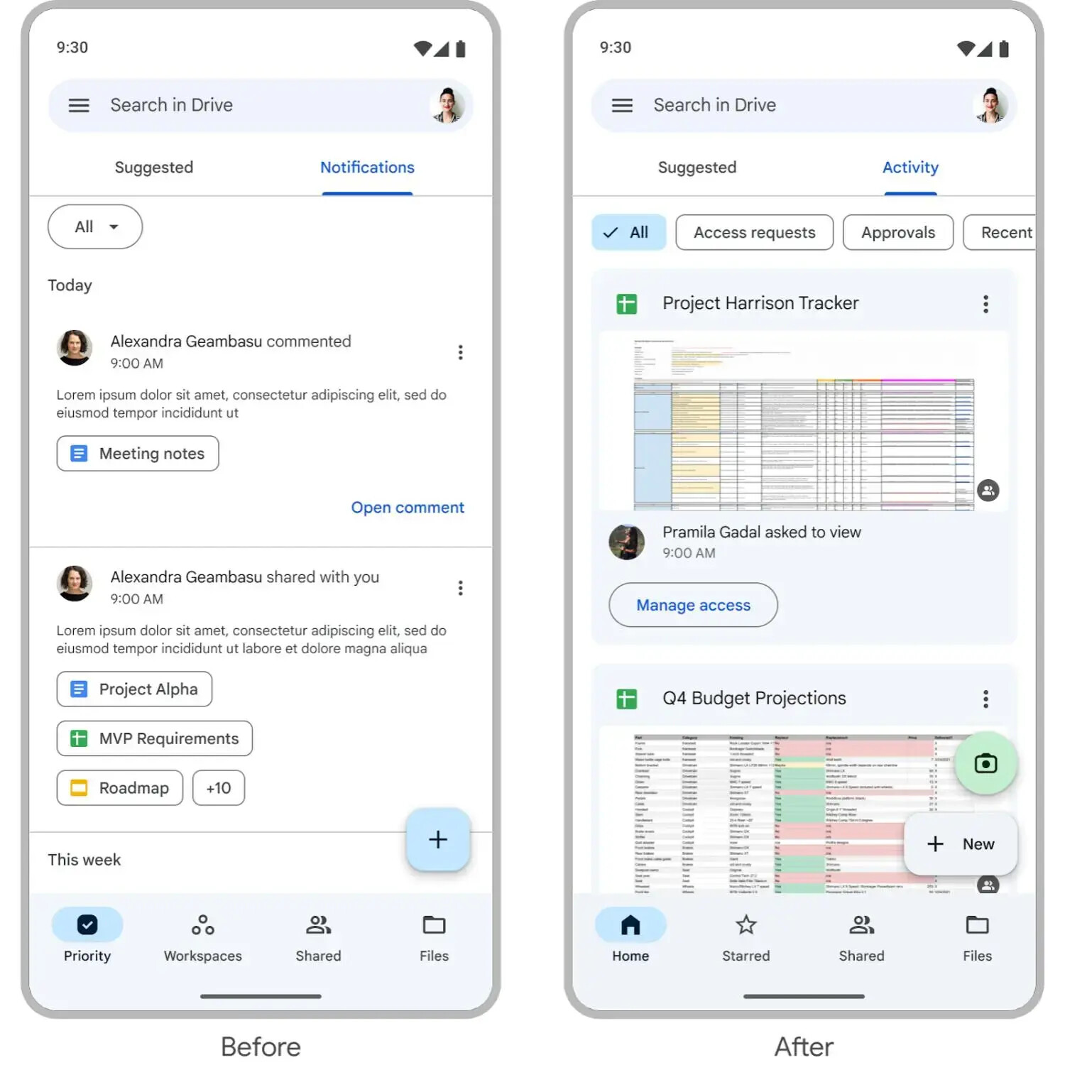 (Image Source - 9to5Google) The homepage before and after the new update