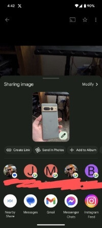 Android 14's native share sheet within Google Photos is now rolling out more widely