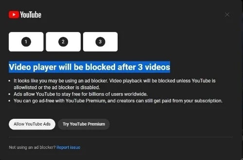 Credit – Reddit_n_Me - YouTube may now completely disable your video playback if you're using an ad blocker